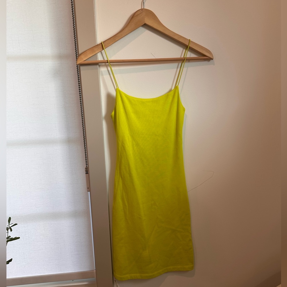 Zara Citron Green Spaghetti Strap Mini Dress Size S